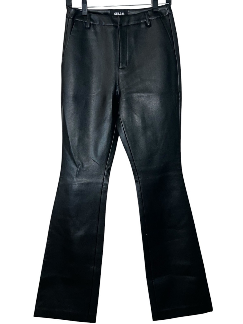 SER.O.YA Ronja Vegan Leather Trouser Black Flare Pants 4621-14 Size 2 NWT - Picture 9 of 16